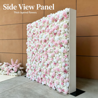 Panneaux muraux de fleurs artificielles roses, blanches et hortensias, réutilisables, imperméables, détachables, toile de fond florale moderne/romantique pour la décoration
