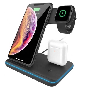Support de Chargeur sans fil 3 en 1 Qi 15W Rapide Station De Recharge pour Montre Apple iWatch 5 4 3 <span class=keywords><strong>airPods</strong></span> <span class=keywords><strong>Pro</strong></span> Pour iPhone 11 <span class=keywords><strong>XS</strong></span> XR X 8 - Product Image 4