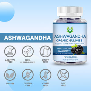 Gummies ashwagandha อินทรีย์พรีเมี่ยมสำหรับการจัดการความเครียดการสนับสนุนการผ่อนคลายรสแบล็กเบอร์รี่ทั้งครอบครัวสุขภาพ - Product Image 6