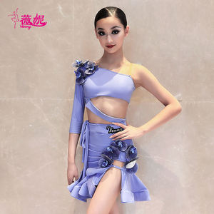 Completo da Allenamento Viola Vennystyle Abito Monospalla da Ballo Latino per Donne Adulte Set da Esibizione Palco e Danza - Product Image 2