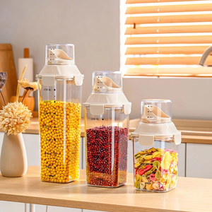 Conteneur de stockage d'aliments pour animaux de compagnie sous vide MIXWARES - 1-2L, baril en plastique anti-humidité avec tasse graduée, organisateur de rangement domestique - Product Image 4