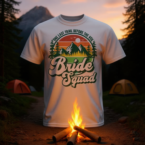 Camiseta para despedida de soltera con diseño de equipo de novias: Una última aventura antes del velo - Product Image 3