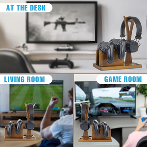 Support multifonctionnel pour écouteurs de bureau en bois pour <span class=keywords><strong>AirPods</strong></span> MAX Controller Headphone Display Stand - Product Image 3