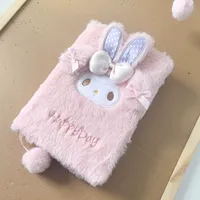 Cuaderno de Peluche con Diseño de Chica de Dibujos Animados, Diario Rosa con Corazones, Estética Femenina, Incluye Cubierta y Cuaderno Interior