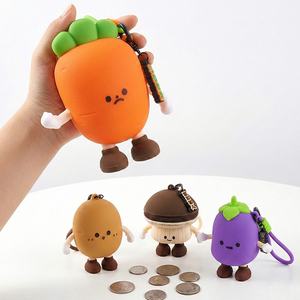 Silicone coin purse Cute Vegetable Radish Eggplant Fun Mini Earphone Storage Bag Schoolbag Key Charm for <strong>Corporate</strong> Promo <strong>Gift</strong> - Product Image 1