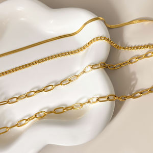 Unisex Punk <b>Brass</b> 18K Gold Plated Link Chain <b>Necklace</b> for Party - Product Image 6