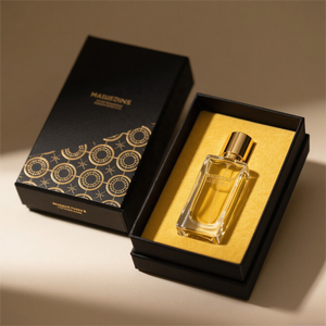 定制Logo豪华双门开黑金天鹅绒纸板纸香水礼品盒柜台展示包装护肤精华 - Product Image 4