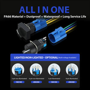 16mm セレクタースイッチ ロータリー <span class=keywords><strong>2</strong></span>ポジション <span class=keywords><strong>3</strong></span>ポジション 制御 電気 グリーンLED SPDT DPDT 接点 プラスチック製 セレクタースイッチ - Product Image 4