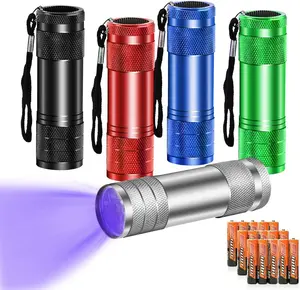 Factory wholesaler Mini AAA Battery Handheld 9 Led Ultra Violet uv flashlight 365nm for Pets Urine and Stain