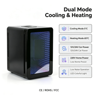 Mini-réfrigérateur électrique 15L avec porte miroir LED, refroidissement et chauffage, pour bière, lait, boissons, cosmétiques, portable, usage domestique, camping-car, hôtel, faible consommation