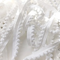 Ruban élastique en dentelle à pompons blancs RYL 1,3 cm, pompons faits main, pour bricolage, jouets, boules de bain, garniture de vêtements