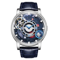 HANBORO montre mécanique automatique de luxe pour hommes huit planètes cadran fenêtre en verre 22mm volant d'inertie balancier pointeur rotatif