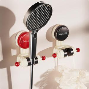 Soporte portátil para cabezal de ducha con ventosas, diseño contemporáneo de plástico redondo para colgar en el baño - Product Image 1