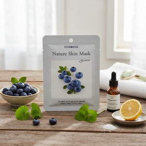 Masque en tissu hydratant et nourrissant K-Beauty sans parabène à l'extrait de myrtille, à la Centella, à l'hamamélis et à la vitamine C Foodaholic - Product Image 3