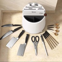 Organisateur d'ustensiles de cuisine multifonctionnel rotatif à 360 degrés, étanche, écologique, en plastique, porte-couteaux pour baguettes