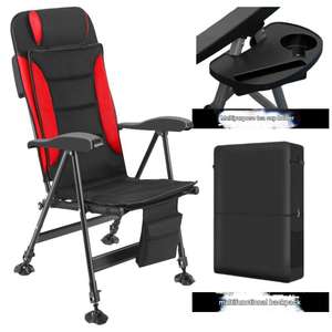 كرسي استرخاء محمول قابل للطي بتصميم بسيط وعصري مع إطار من الأنابيب الفولاذية للتخييم والشاطئ وصيد الأسماك - Product Image 6