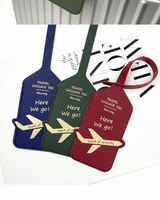 Étiquette de bagage en cuir PU double face épaissie, estampée à chaud avec feuille d'or, porte-identité de voyage – Étiquette nominative anti-perte pour valise