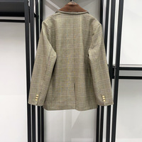 AIMEISI Blazer pour femme Automne/Hiver, style Old Money, à revers double couche, à carreaux vintage, à bouton unique, épaules structurées