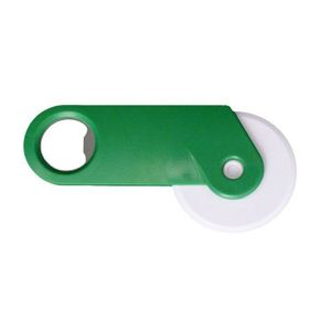 Couteau à pizza circulaire multifonctionnel en plastique avec logo personnalisé et ouvre-bouteille - Product Image 4