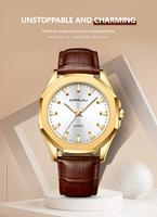 Montre à quartz VVS pour couple, pour homme et femme, bracelet en cuir, cadran rond, simple, décontractée, étanche