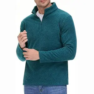 100% Polyester recyclé hommes pull chemises 1/4 Zip polaire sweats à manches longues 280g polaire course athlétique entraînement à capuche