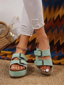 Envío rápido, nuevas zapatillas planas de cabeza redonda, suela blanda, ropa exterior, Chanclas de suela gruesa, zapato Beige para mujer - Product Image 4