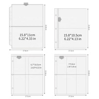 Pages transparentes pour cartes, pochettes pour photos, protège-billets de jeu, feuilles de protection A5 pour classeur à 3 anneaux
