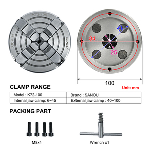 Mandrin de tour à quatre mâchoires indépendantes SANOU <span class=keywords><strong>Chuck</strong></span> 4 Jaw, mandrin de tour à quatre mâchoires, 4 pouces, 100 mm, K72-100, en vente - Product Image 2