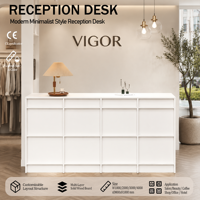 Comptoir de réception carré en bois moderne et compact, pour salon de manucure, salon de coiffure, restaurant, boutique, personnalisable