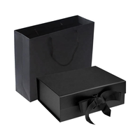 Coffret Cadeau Magnétique de Luxe Noir, Taille Moyenne, pour Noël, Nouvel An, Mariages, Anniversaires – Emballage avec Ruban