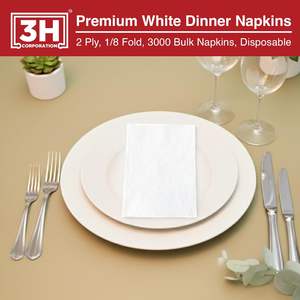 Tovaglioli Bianchi Monouso 3H 1/8 Fold, 2 Veli, 3000 Tovaglioli di Carta in Confezione Bulk (20 Pacchi, 150/Tovagliolo), Servilletta Premium per Ristoranti - Product Image 5