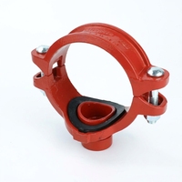 Raccord en T mécanique rainuré bleu en fonte pour système de protection incendie / Certifié FM/CE pour tuyaux d'incendie