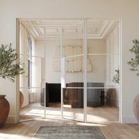 Porte battante sur mesure de style français, cadre en aluminium noir avec verre trempé pour salon, cuisine, porte de séparation intérieure en verre