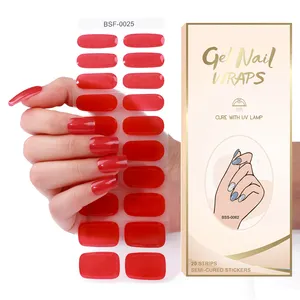 Semi Cured Gel Nail Strips New Style Gel Nail Sticker With Uv Lamp Wholesale Gel Nail Wraps For Girls