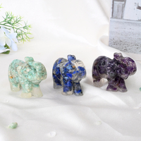 Vente en gros d'éléphants en résine faits à la main avec des éclats de cristal, améthyste et quartz rose, pour la décoration
