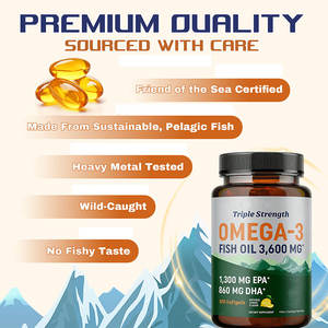 Capsules de Gel Doux d'Huile de Poisson Oméga 3 Triple Concentration, Conception OEM Personnalisée, Source Huile de Poisson Sauvage du Pollock d'Alaska, Compléments Alimentaires - Product Image 2
