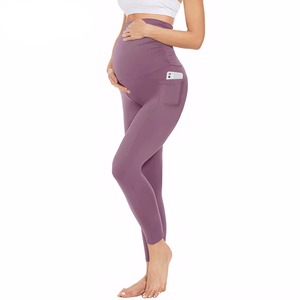 Pantalons de yoga de maternité personnalisés à taille haute, extensibles, doux, légers et antidérapants, leggings de maternité grande taille pour le sport - Product Image 4