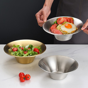 Stainless Steel Bowl Gold And Silver Cold Noodle Ramen Salad Serving Dish Home Kitchen Use - Product Image 1