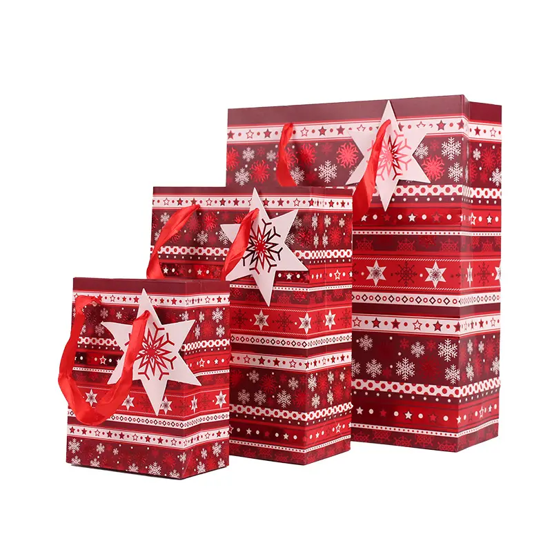 Weihnachten Kraft Papiertüte mit Griff braunes Papier günstigen Preis Tasche mit niedrigem MOQ-Logo-Druck aus China Fabrik