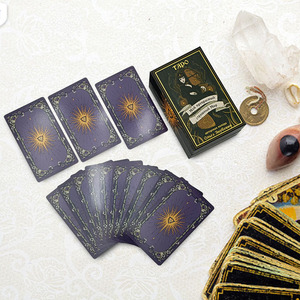 Cartes de tarot personnalisées de haute qualité, épaisses, luxueuses, avec bordure dorée, design personnalisé, 78 pièces, ensemble complet, bordure dorée, avec guide - Product Image 5