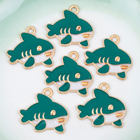 Breloques en alliage émaillé motif requin de dessin animé mignon, à anse unique, accessoires de bijoux DIY pour la fabrication de bracelets et de colliers