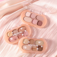 Palette de fards à paupières 6 couleurs, mat et scintillant, mélangeable, tons terreux, cosmétique portable et mignon pour le maquillage quotidien des yeux