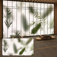 Panel Seni PETG Berpola Bambu dengan Inlay, Cetak Gambar Kustom untuk Dekorasi Interior Ruang Teh Hotel, Finishing Plafon
