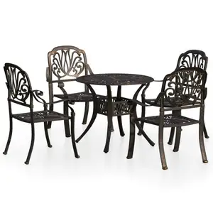 5 adet Bistro seti bahçe sandalyeleri alüminyum sehpa bronz açık patio backyard