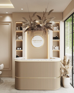 Durable Modern Design Counter Reception Desk <strong>Pink</strong> Painted Wood Front Desk for <strong>Beauty</strong> <strong>Salon</strong> - Product Image 5