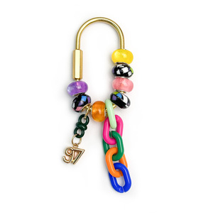 Colorful Bead <b>Bag</b> Chain Pendant With Metal Number Charm For Women Handbag Decor - Product Image 3