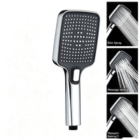 Pommeau de douche carré chromé pour salle de bain, buse à jet en silicone liquide, 3 modes de pulvérisation, haute pression, multifonction