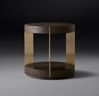 Meubles de salon rétro de style américain tables rondes en bois massif et en métal tables d'appoint d'hôtel villas personnalisables