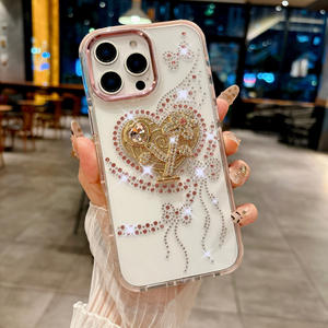 Funda Clásica con Corazón de Diamantes para <span class=keywords><strong>iPhone</strong></span> 16 <span class=keywords><strong>Pro</strong></span> Max, Apple <span class=keywords><strong>13</strong></span> <span class=keywords><strong>14</strong></span> 15 Plus, Protector de Lente Electrochapado, Cubierta para Teléfono Móvil - Product Image 2