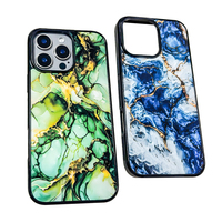 Coque de téléphone en PC rigide antichoc avec impression par transfert thermique par sublimation, finition brillante effet marbre et paillettes pour iPhone 17 Pro Max AIR, pour le dropshipping